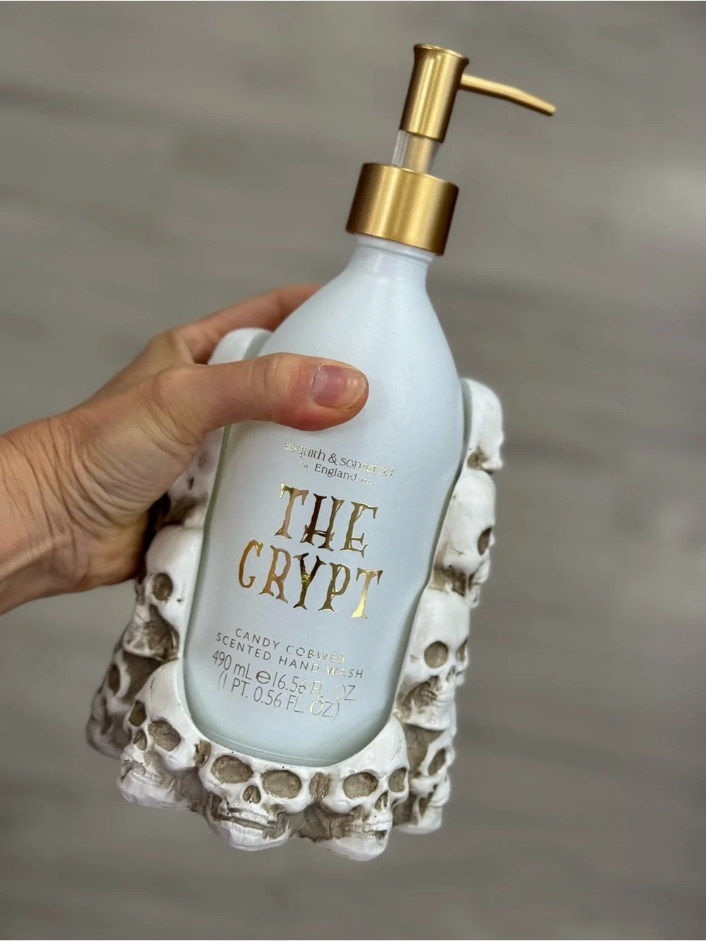 White Bottle with Gold Pump 